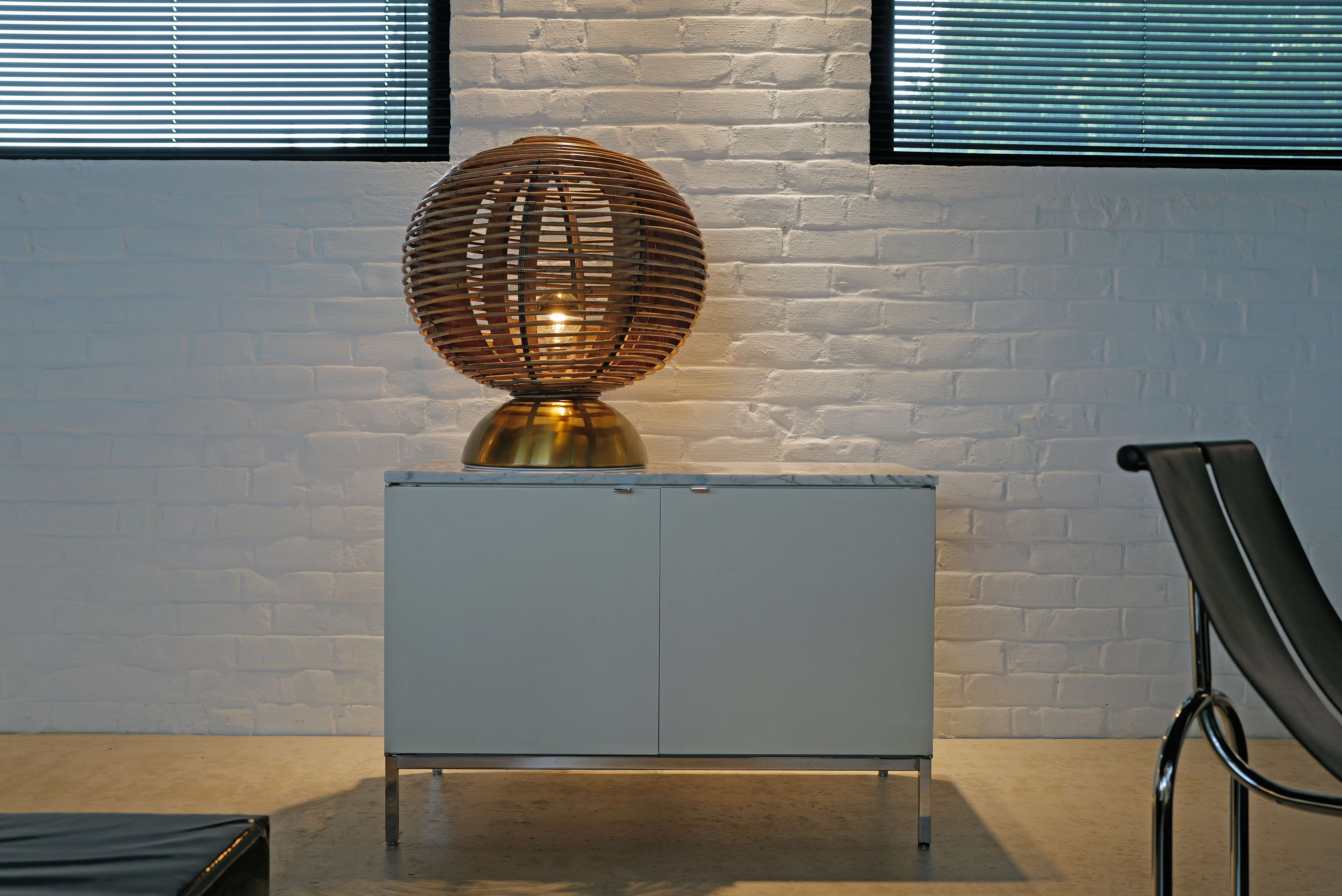 Vintage bamboo globe lamp, 1970's