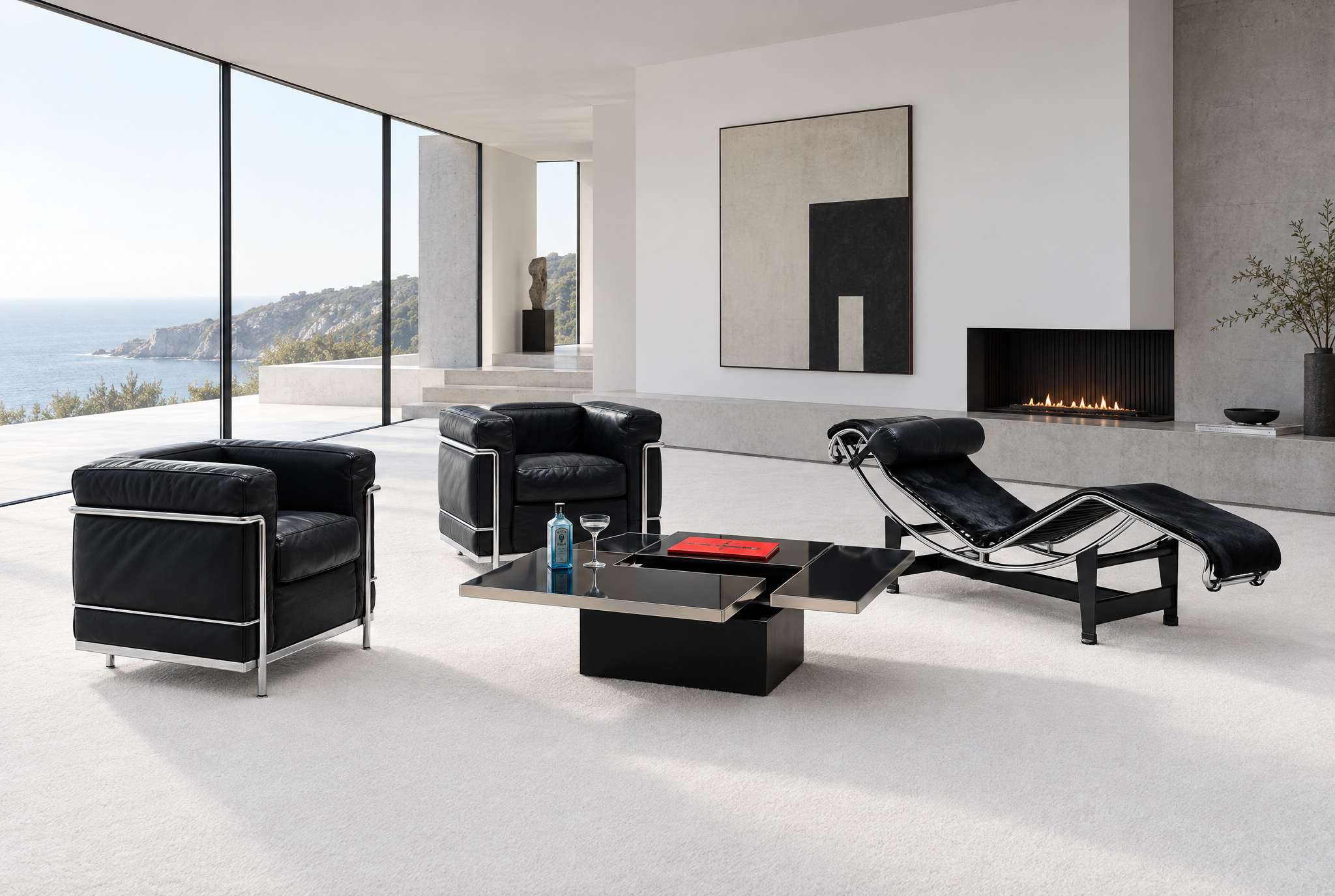 Set van 2 LC2 fauteuils van Le Corbusier, Pierre Jeanneret & Charlotte Perriand voor Cassina