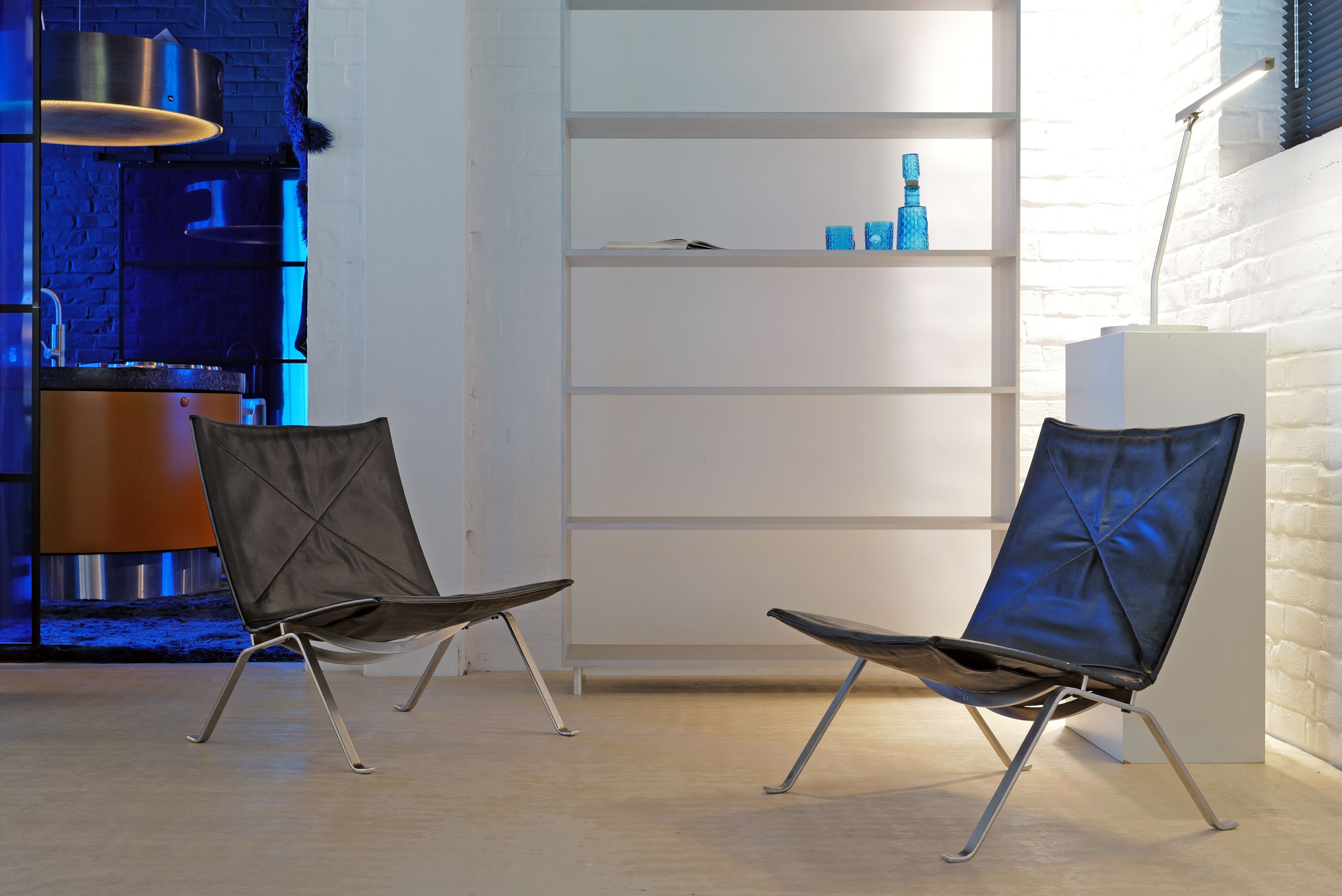 Set PK22 chairs Poul Kjærholm produced by Fritz Hansen, 1957