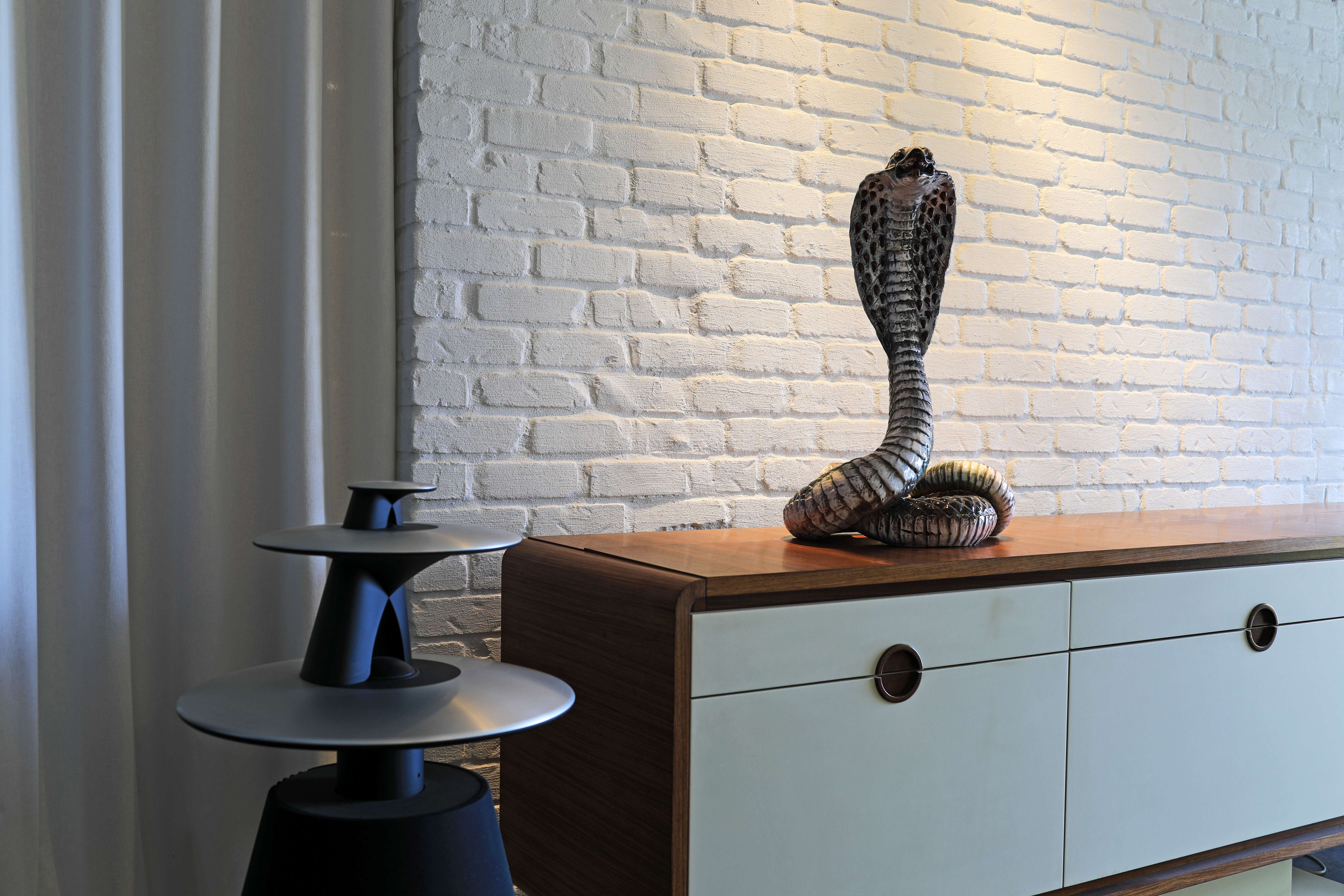 Italian ceramic Majolica Cobra snake, 1970's