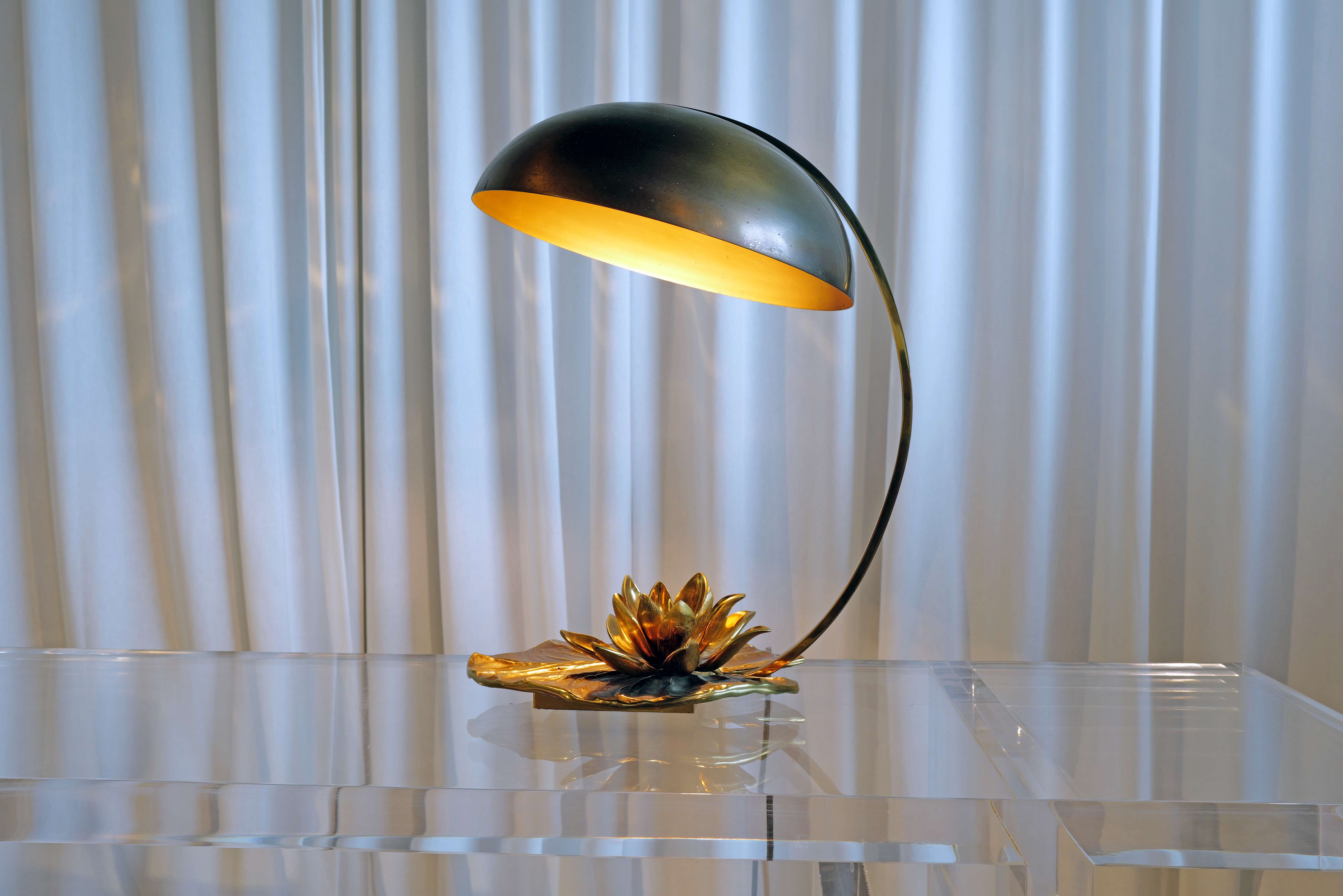 Water lily lamp by Maison Charles, 1970s