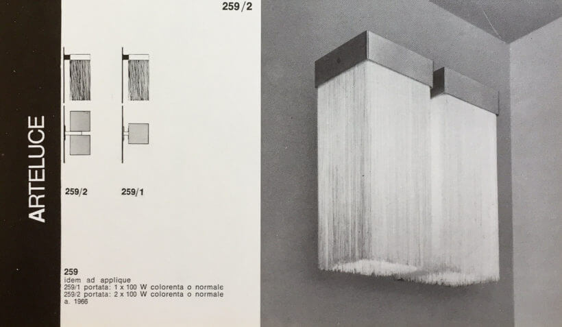 Set of 2 Model 259/2 wall lamps by Massimo Vignelli for Arteluce, 1964