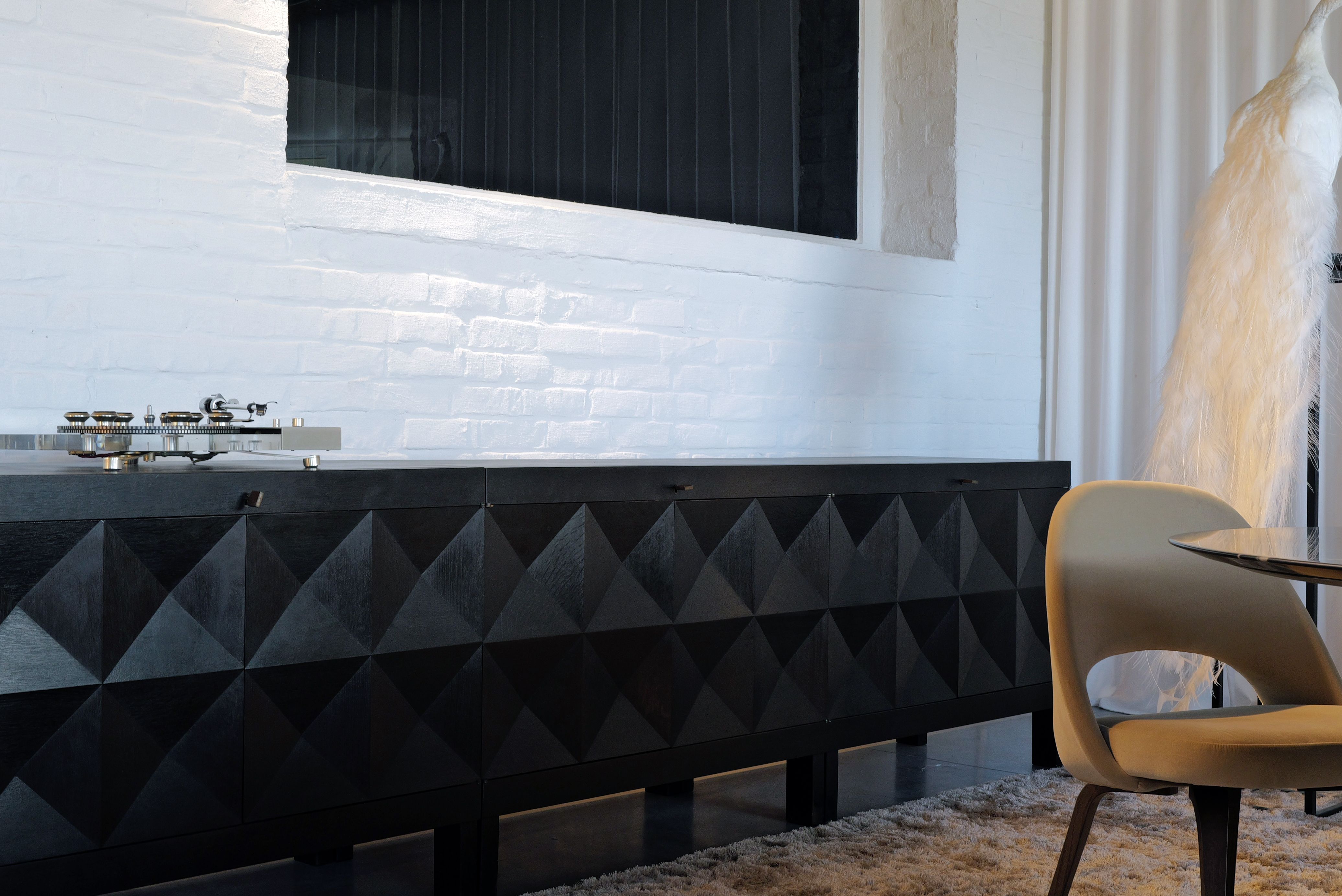 Zeldzame Brutalistische sideboard en barkast Van J. Batenburg Voor E.M.Y, Belgie 1969